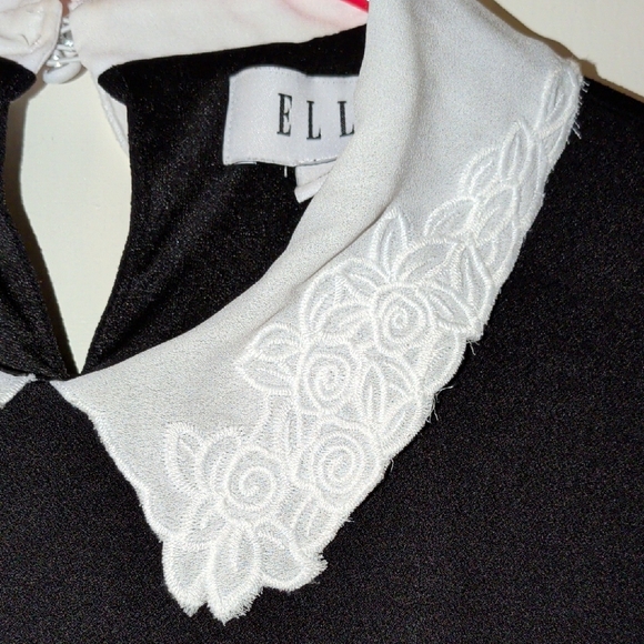 Elle Black Dress with White Collar Accent - Picture 3 of 6